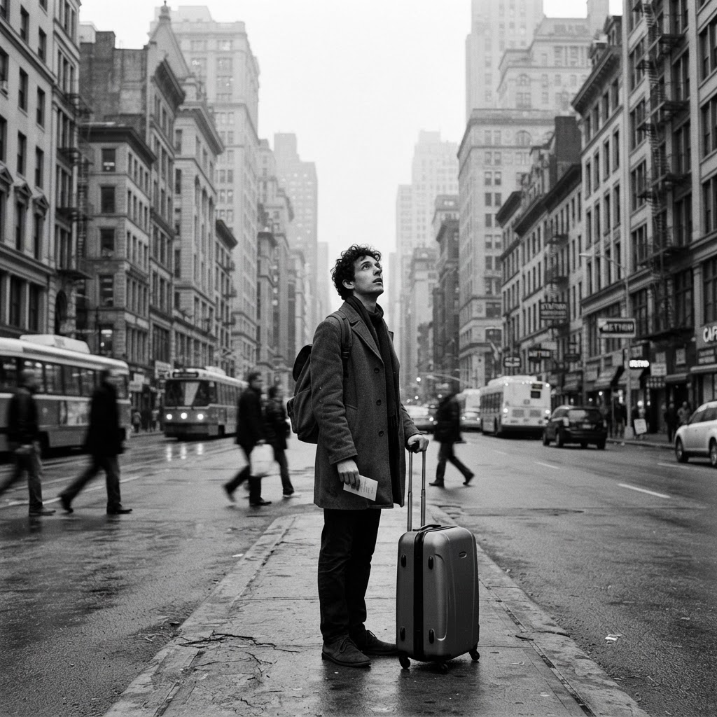 Arriving in a new country with a single suitcase