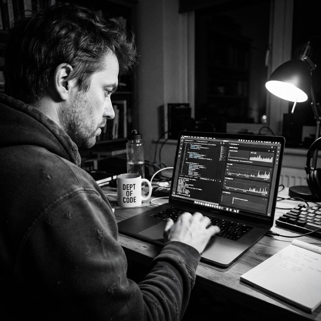Reviewing the OKIZ dashboard during a late-night deployment